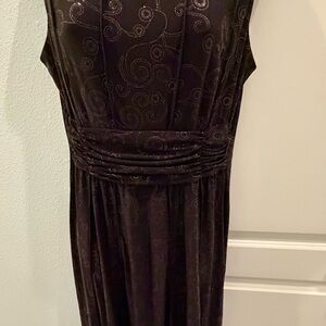 Perceptions Black Maxi Dress with Metallic Swirl Detail